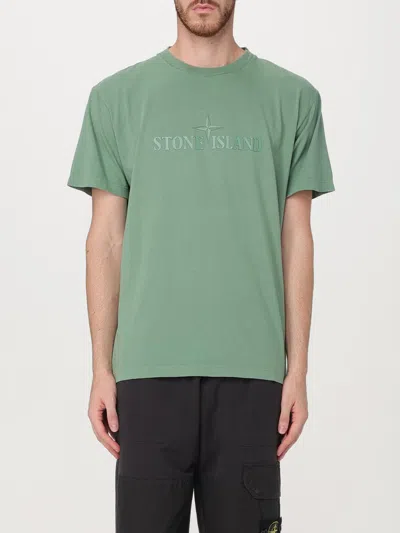 Stone Island Logo-embossed Cotton T-shirt In Grün