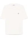 Stone Island Ribbed Crew Neck Cotton T-shirt In White
