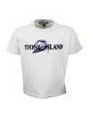 Stone Island Crew-neck Short-sleeved Cotton T-shirt With Rubberized Logo On The Front In White