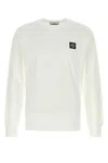 Stone Island White Long-sleeve Crewneck T-shirt With Logo Patch On The Front In Cotton Man In White