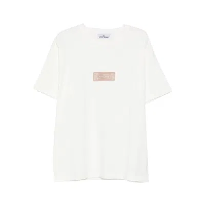 Stone Island Raw Beauty Recycled Cotton Archive Print T-shirt In White
