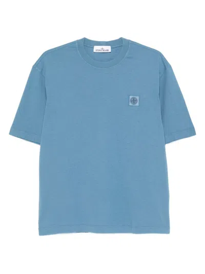 Stone Island T-shirt With Logo Application In Blue