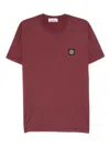 Stone Island T-shirt With Logo Application In Burgundy