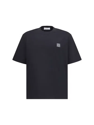 Stone Island Logo Cotton T-shirt In Black