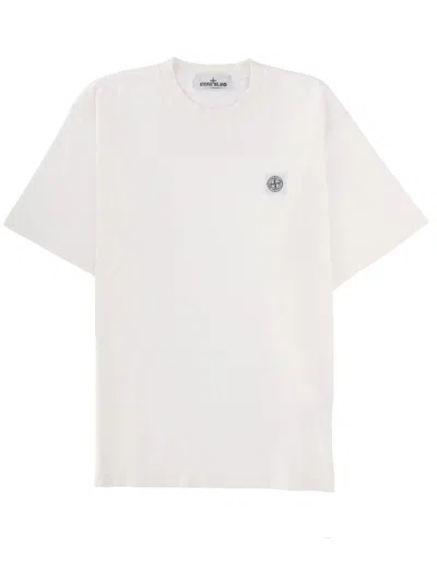 Stone Island T Shirt With Logo Patch In White