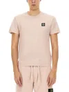 Stone Island Logo Print Crew Neck T-shirt In Pink