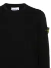 Stone Island Brushed Organic Cotton Fleece Sweatshirt With Ribbed Inserts In Black