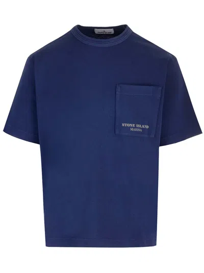 Stone Island T-shirt With Pocket In Blue
