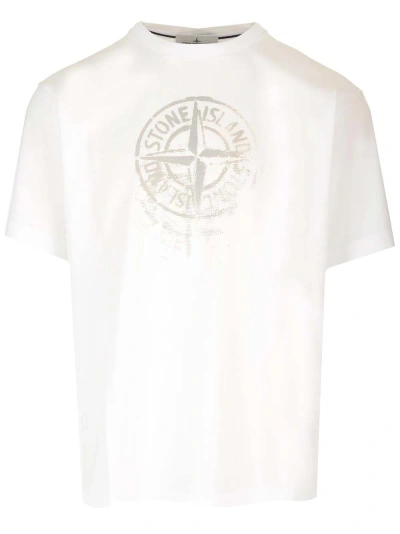 Stone Island T-shirt With Reflective Print In White