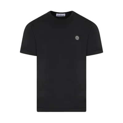 Stone Island Logo Cotton T-shirt In Charcoal