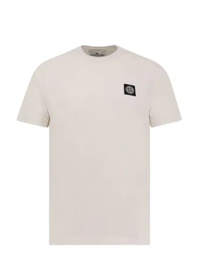 Stone Island Short-sleeved T-shirt With Compass Logo Patch In White