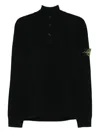 Stone Island High-neck Sweater With Button Closure In Black