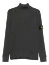 Stone Island Virgin Wool Turtleneck Sweater With Long Sleeves In Black