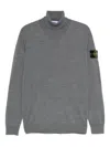 Stone Island Roll-neck Logo-patch Sweater In Gray