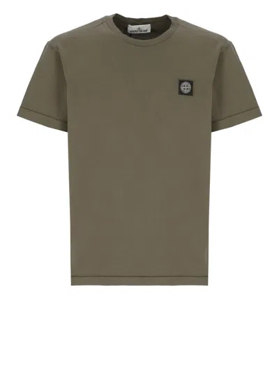 Stone Island Round-neck Cotton T-shirt In Gray