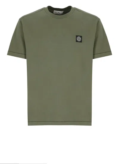 Stone Island Compass-motif Cotton T-shirt In Green