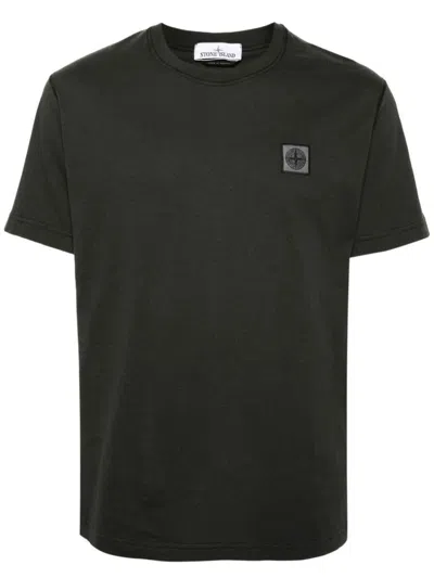 Stone Island Compass Patch Crewneck T-shirt In Grey