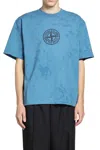 Stone Island Relaxed-fit Printed T-shirt With Textured Fabric In Blue