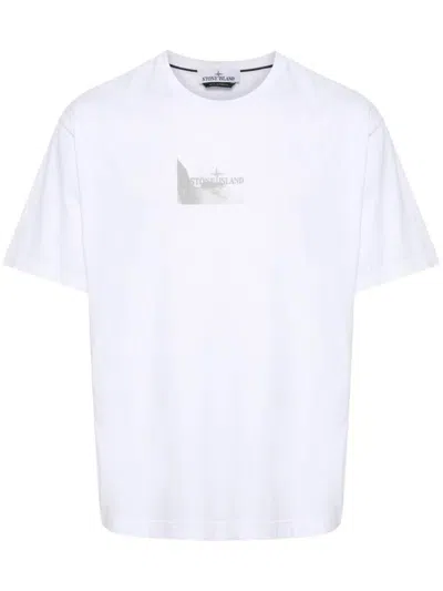 Stone Island Logo-print Cotton T-shirt In White