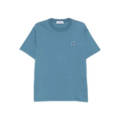 Stone Island Cotton T Shirts In Blue