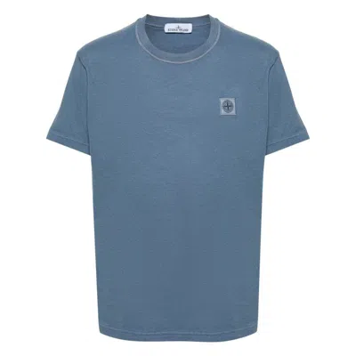 Stone Island Logo-patch Cotton T-shirt In Blue