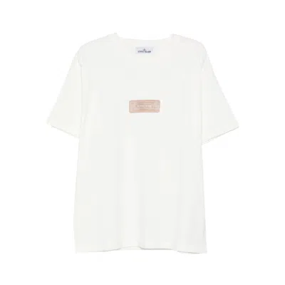 Stone Island Raw Beauty Recycled Cotton Archive Print T-shirt In White