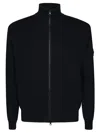 Stone Island High Neck Zip Fastening Sweater With Pouch Pockets In Black