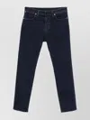 Stone Island Blue Jeans With Belt Loops And Logo Patch On The Rear In Denim Man In Blue