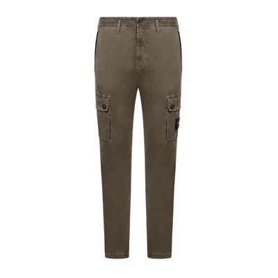 Stone Island Tailored Slim Trousers With Cargo Pocket In Green