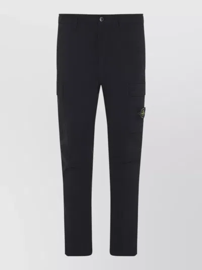 Stone Island Cotton Cargo Pants Tapered Leg Pockets In Black