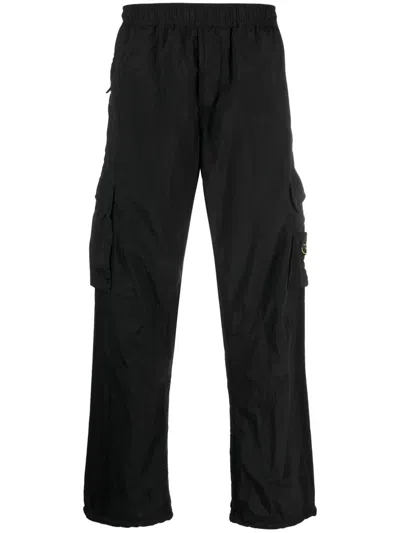 Stone Island Tapered Cargo Trousers In Black