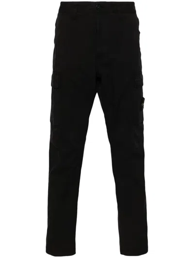 Stone Island Tapered Cargo Trousers In Black