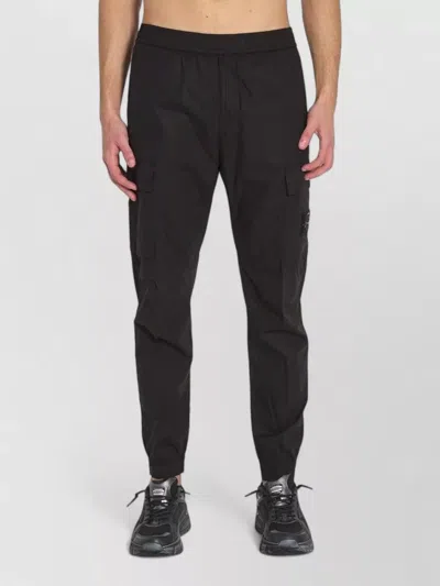 Stone Island Tapered Cotton Cargo Pants Regular Fit In Black
