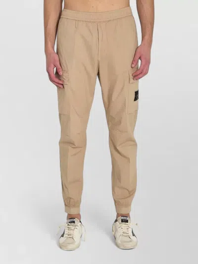 Stone Island Tapered Cotton Cargo Pants Regular Fit In Neutral