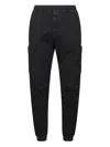 Stone Island Tapered Fit Cotton Cargo Pants With Elasticated Waistband Clothing In Black