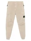 Stone Island Tapered Fit Cotton Cargo Pants With Elasticated Waistband In Gray