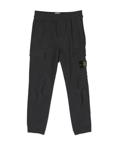 Stone Island Tapered-leg Cargo Trousers In Black