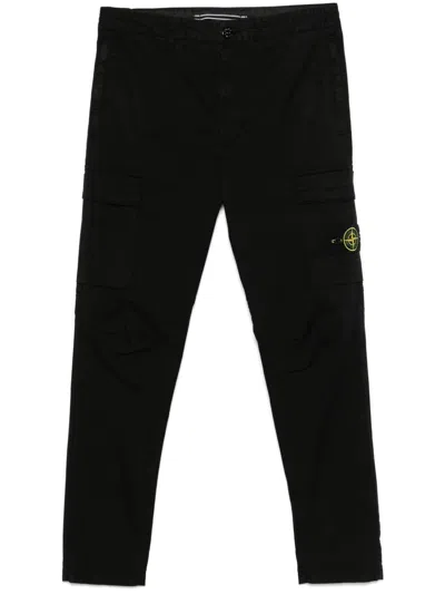 Stone Island Tapered Leg Cotton Cargo Trousers Clothing In Black