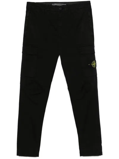 Stone Island Tapered Leg Cotton Cargo Trousers Clothing In Black