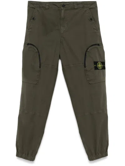 Stone Island Tapered Trousers In Green