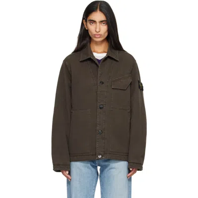 Stone Island Taupe 4100048 Organic Panama Cotton Jacket In Brown