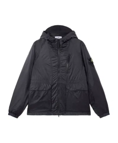 Stone Island Tear-resistant Hooded Jacket With Anti-drop In Gray