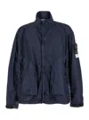 Stone Island Blue Jacket With High Collar And Compass Logo Applied On The Sleeve In Tech Fabric Man