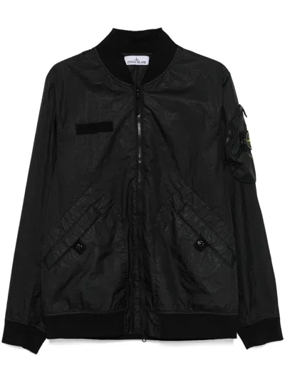Stone Island Technical Bomber Jacket For Men In Black