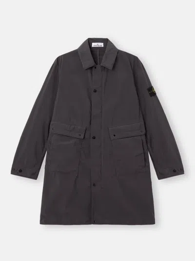 Stone Island Technical Cotton Coat In Charcoal