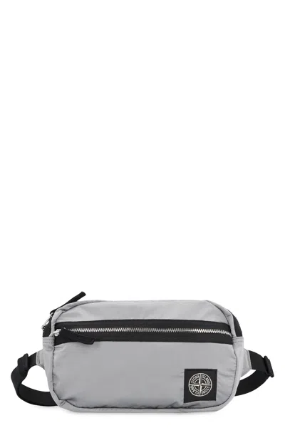 Stone Island Technical Fabric Belt Bag In Silver