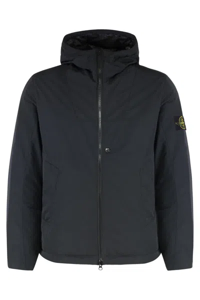 Stone Island Technical Fabric Hooded Jacket In Black