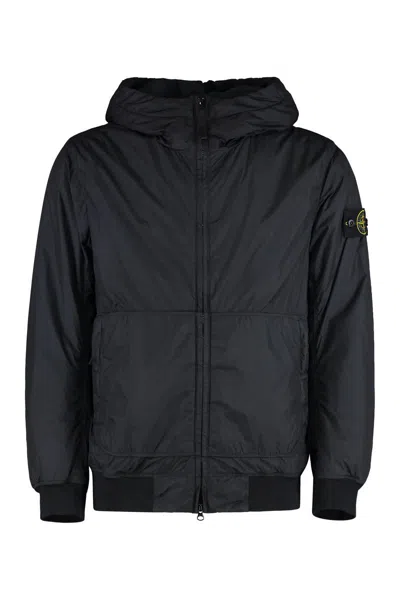 Stone Island Technical Fabric Hooded Jacket In Black