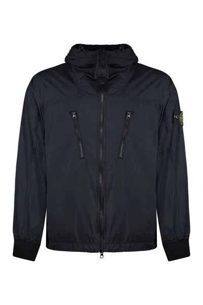 Stone Island Technical Fabric Hooded Jacket In Black