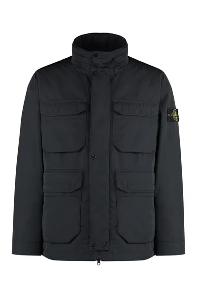 Stone Island Field Logo Patch Jacket In Blue